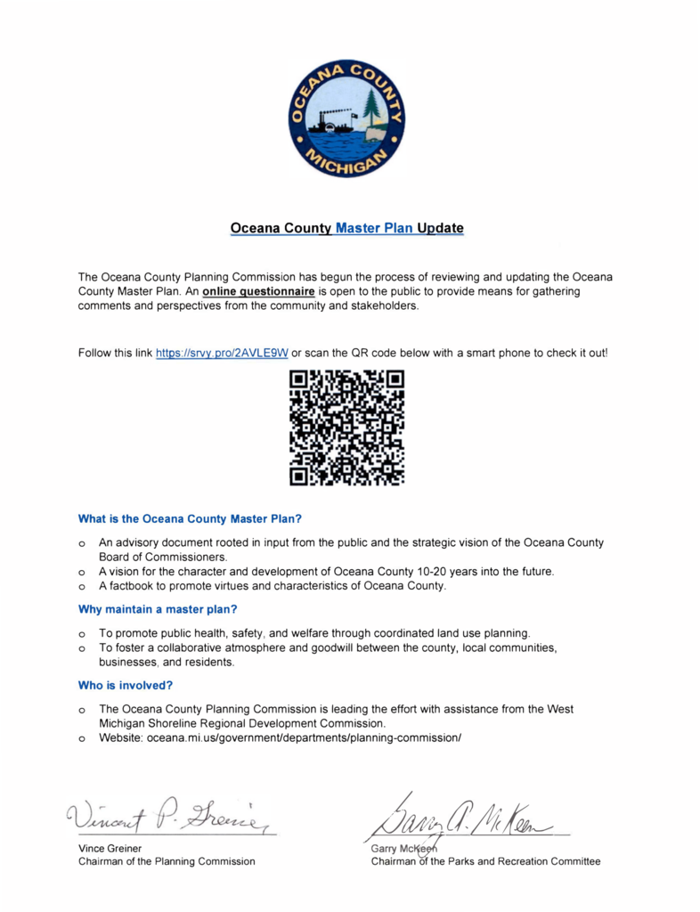 Oceana County Master Plan Online Questionnaire